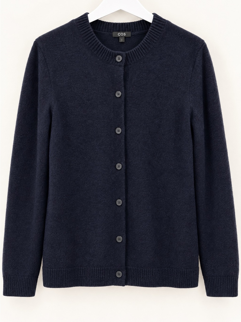 COS Navy Alpaca Wool Back Pleat Cardigan Sweater Size M
